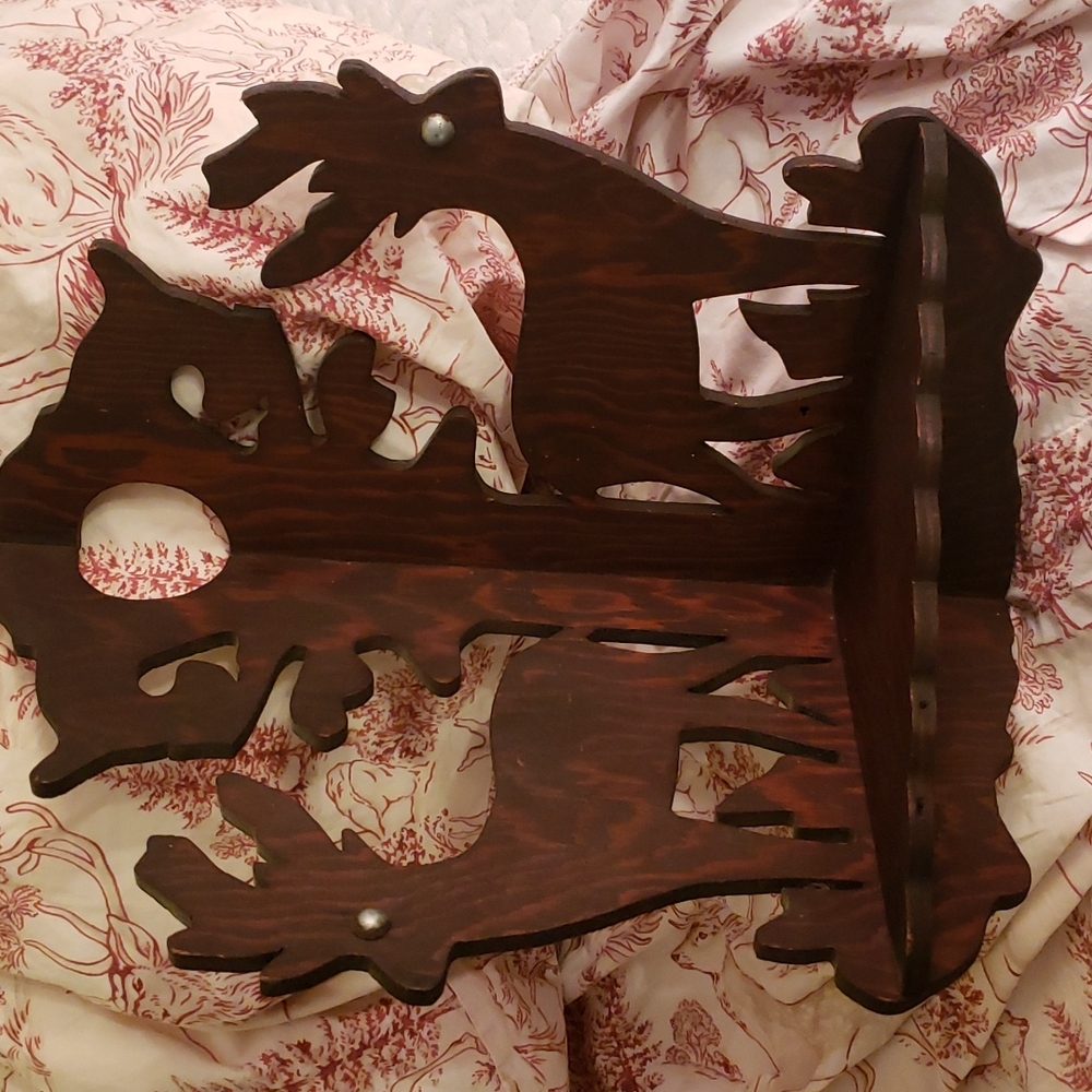 Antique Primitive Lodge Look Corner Shelf